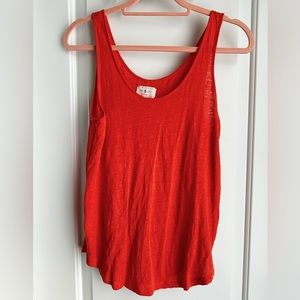 Lou & Grey Orange Linen Loose Fit Sleeveless Top
